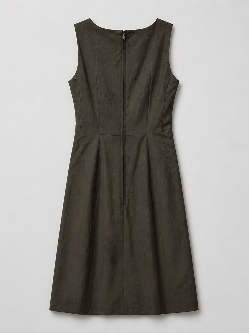 H&M Charcoal Gray Fit & Flare Midi Dress Sleeveless Office Chic US 8 - Picture 3 of 5